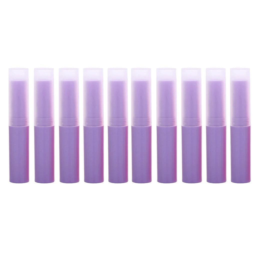 Pack of 10 Lip Balm Container Empty Lipstick Lipgloss Refillable Chapstick Tubes with Top Cap for Travel 4ml - Size 1.5 x 8.3 cm