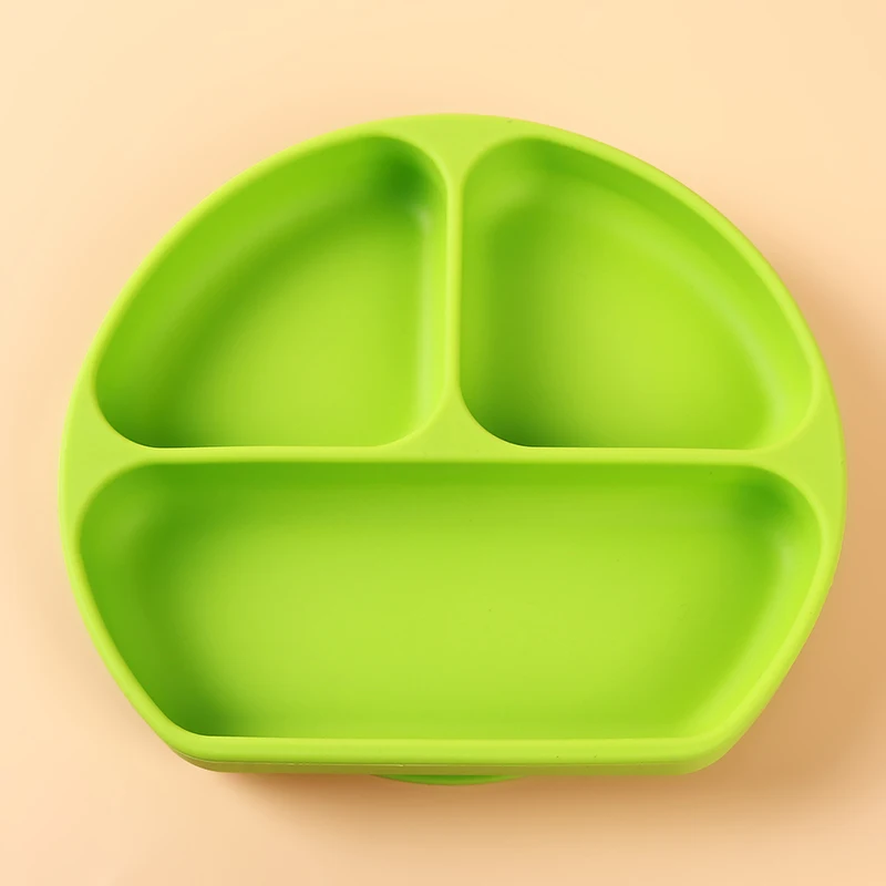 Детская посуда, креативная детская силиконовая тарелка с присоской, крепкая липкая разделенная пищевая тарелка, столовая посуда