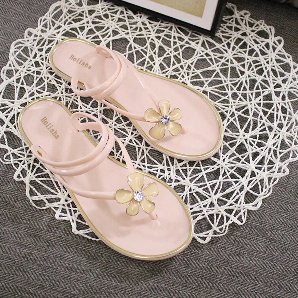 

Female Fashion Comfortable Plastic Beach Shoes Jelly color Flower Flat Casual Sandals Slipper Resistant Slippers Platform Sandal
