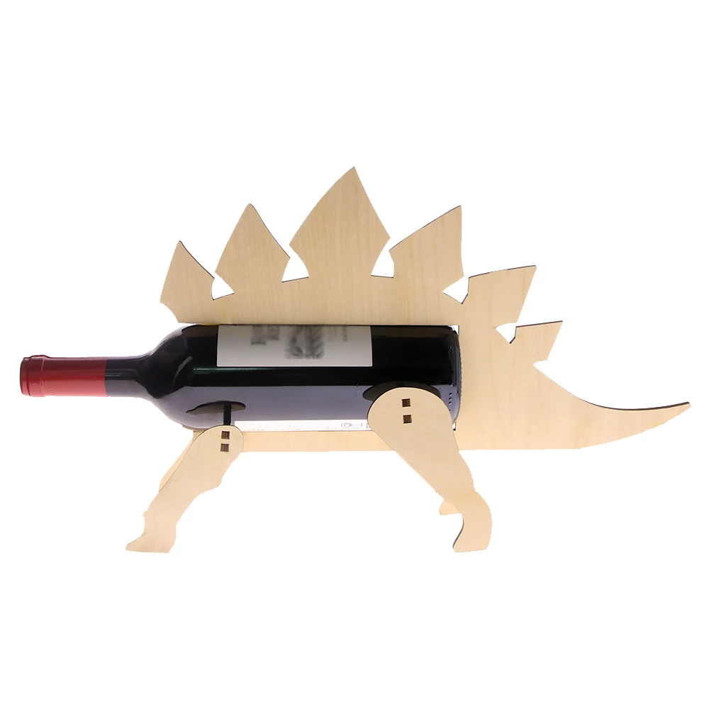 1Piece Wooden Stegosaurus Mini Wine Rack Dinosaur Wine Holder Moden