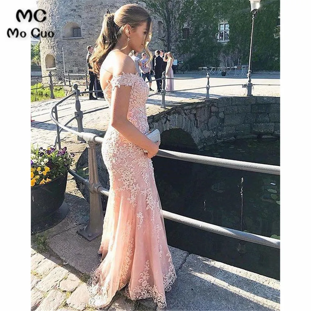 V-neck Off Shoulder Tulle Mermaid Prom Dresses Lace Appliques Evening GownsV-neck Off Shoulder Tulle Mermaid Prom Dresses Lace Appliques Evening Gowns (3)