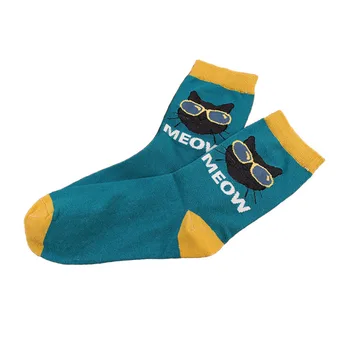 

Socks Men Combed Cotton Cats Pattern High Quality Warm Personality Absorbent Socks Fashion Autumn Winter Casual Men Stockings