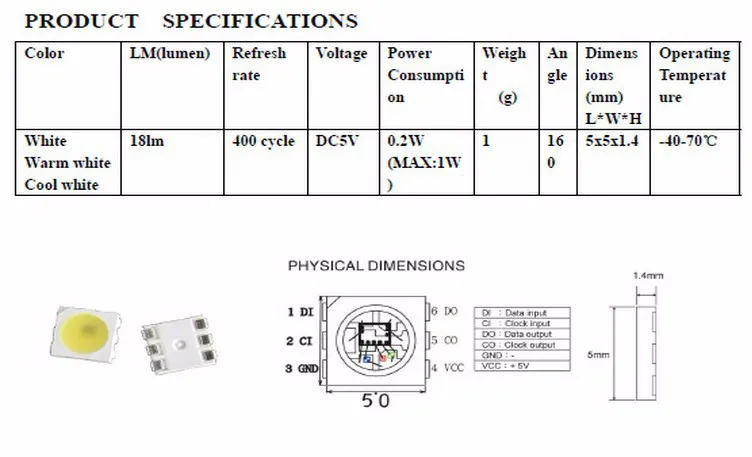 50 ~ 300X наивысшего качества apa102 5050smd белый светодиод Предварительно пайки в радиатор with10cm провод DC5V вход Бесплатная доставка