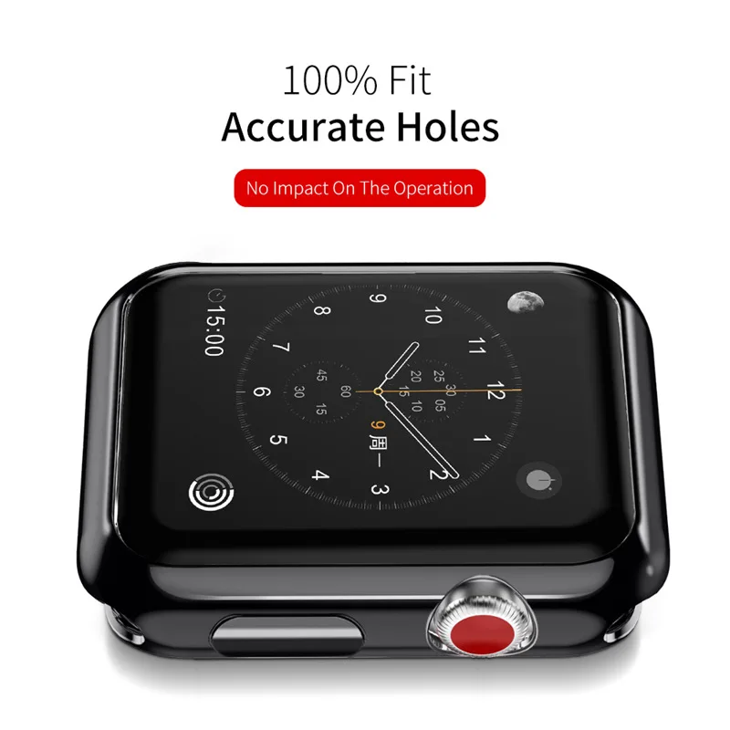 Мягкие TPU гальванических Защитный чехол Обложка с бесплатными ТПУ прозрачная оболочка для iWatch Apple Watch Series 2/3