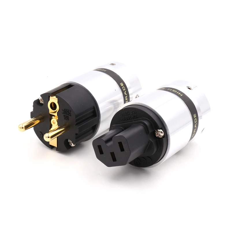 High End Banhado a Ouro 24k Plug Power Iec Conector Eur Schuko Plugue para Hifi Adaptador de Extensão Plug Par Novo Oem - Image 3