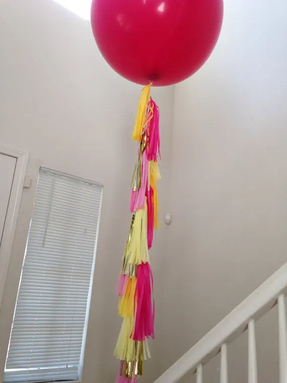 Giant 36" PINK LEMONADE Tassel garland cute party decor,90inches long