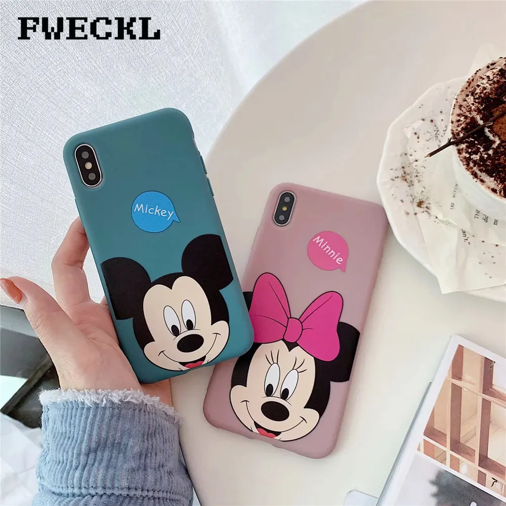 Minnie Mickey Mouse Cover Soft Liquid silicone Couple Phone Case For iPhone 7 8 Plus X XS MAX XR 6 6S Cute Cartoon |