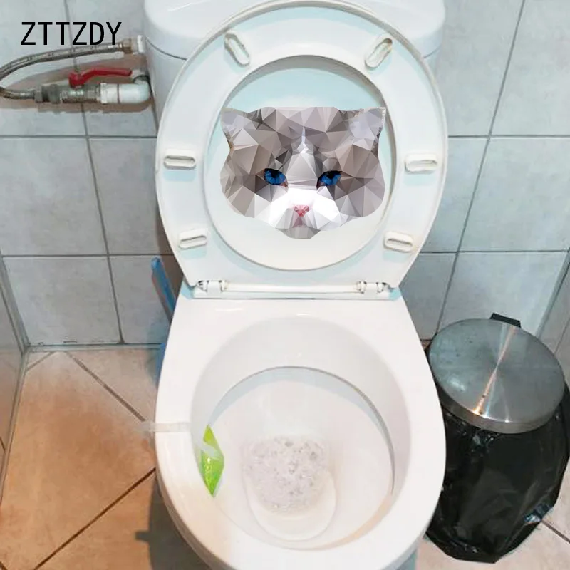 Zttzdy 22 9 18 2cm Personality Cat Head Bedroom Toilet Stickers Home 