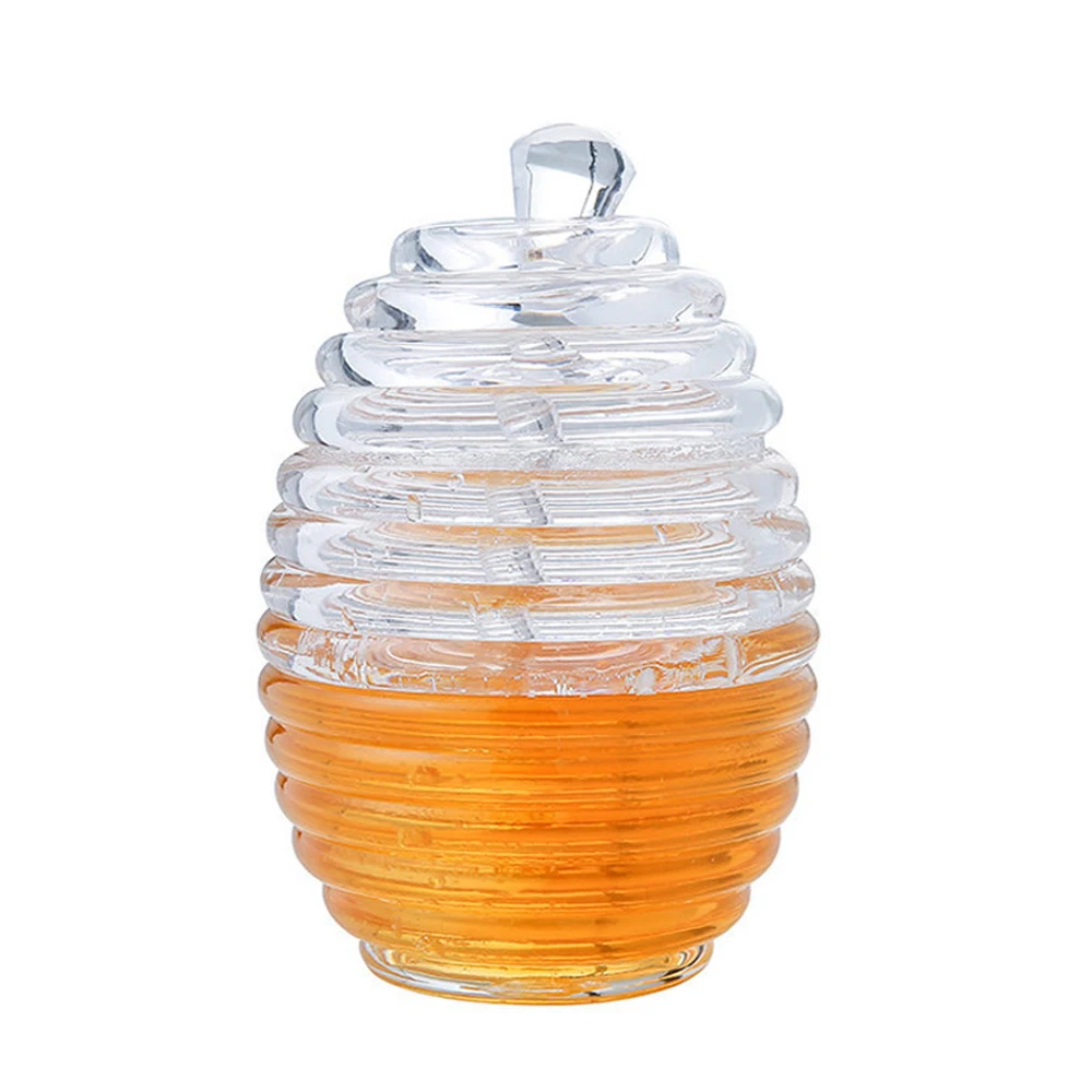 الاكريليك خلية النحل برطمان عسل كريستال خلية النحل المربى جرة حاوية عصير شراب التوابل زجاجة توابل وعاء عسل مع قحافة وغطاء