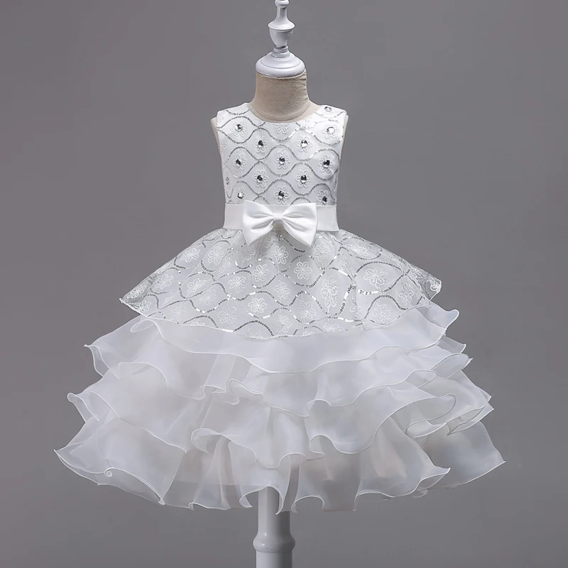 U-SWEAR 2019 Новое поступление детские для девочек в цветочек платья с круглым вырезом без рукавов с блестками Кристалл бисером бальное платье