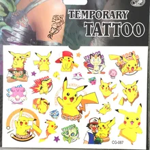 1pcs Pokemon Japan Cartoon Game Pikachu Temporary Tattoo Sticker Decal Flash Tattoo Children Body Arm Birthday Decorations Gifts