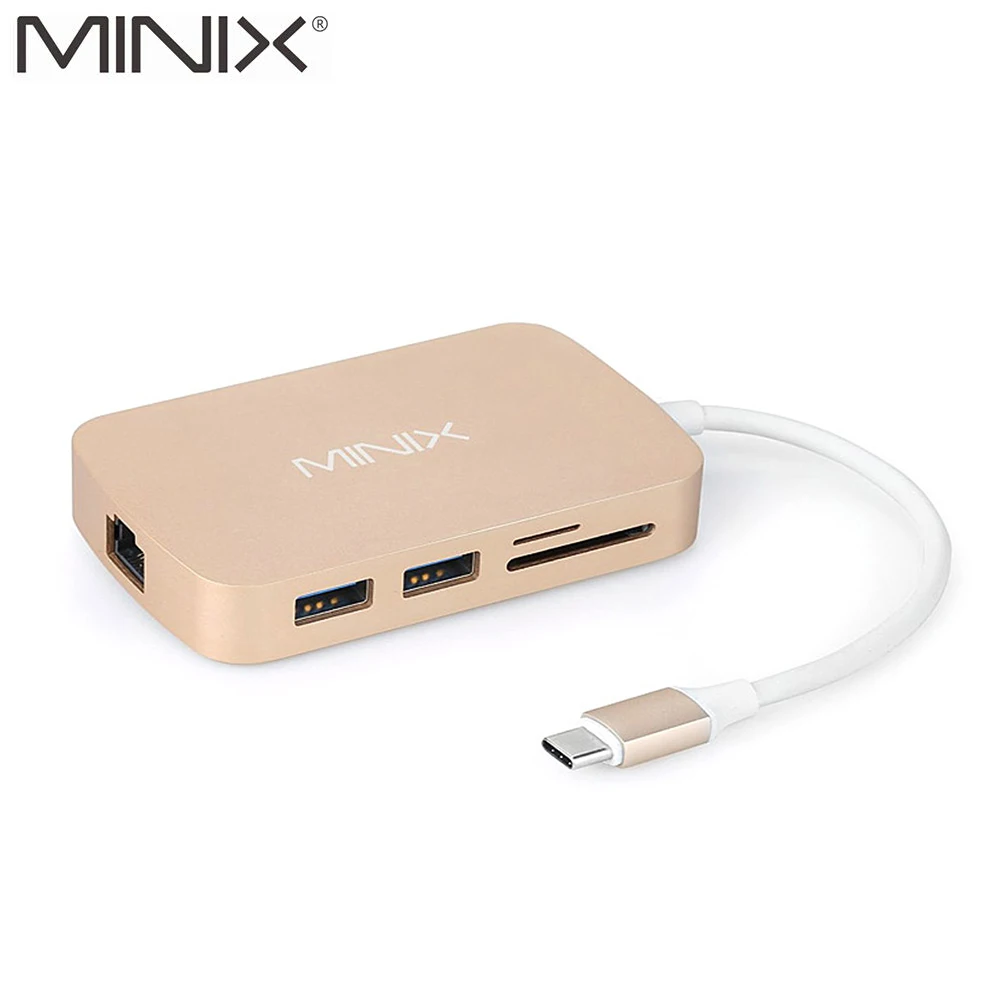 

MINIX NEO C USB-C Multiport Adapter With HDMI Gold Compatible With Apple MacBook TF And SD Card Readers 2 Standard USB 3.0 Ports