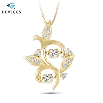 

DovEggs 18K Yellow Gold Ladies Diamond Necklace Solid Gold Pendant Necklace For Women
