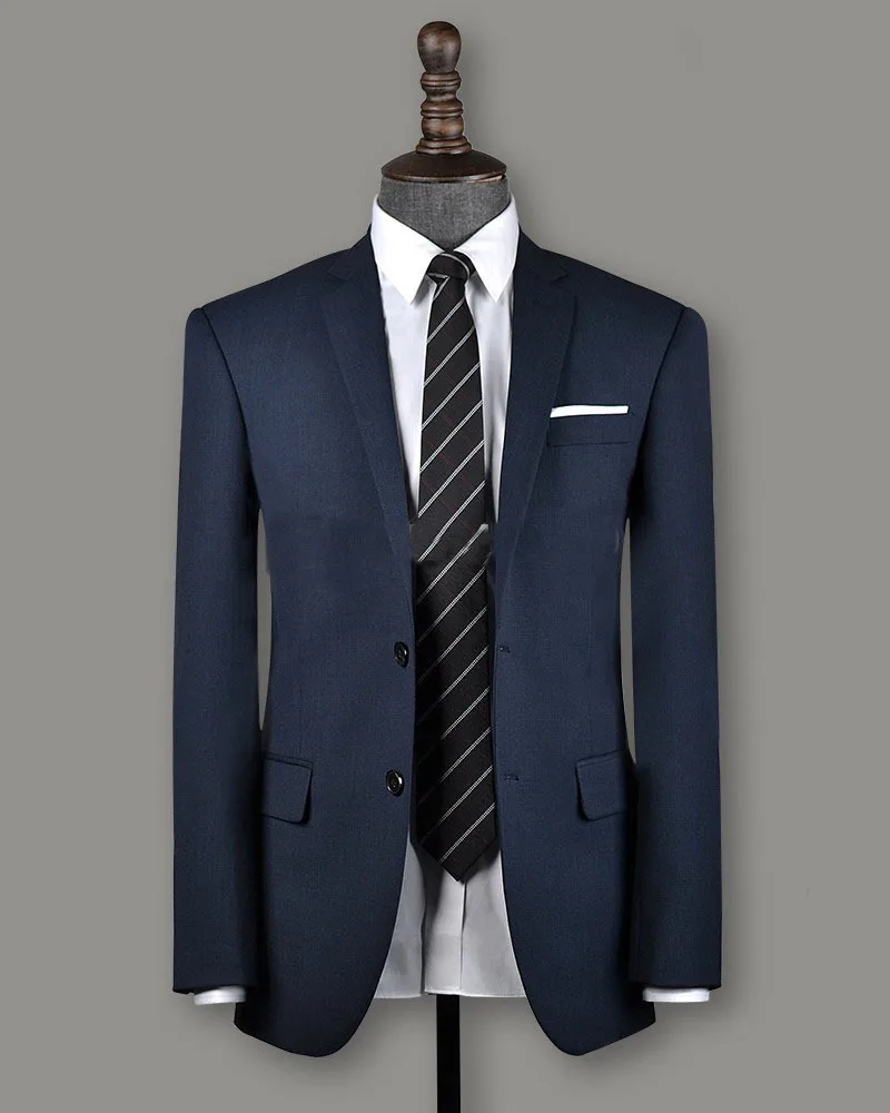 Free shipping New Essential Slim Fit Mens Blue Jacket Set