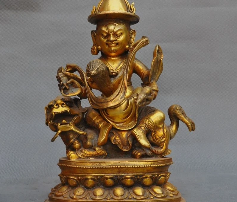 

11" Tibet Tantra Buddhsim Bronze Gild Mahakala Hevajra Wealth God Buddha Statue