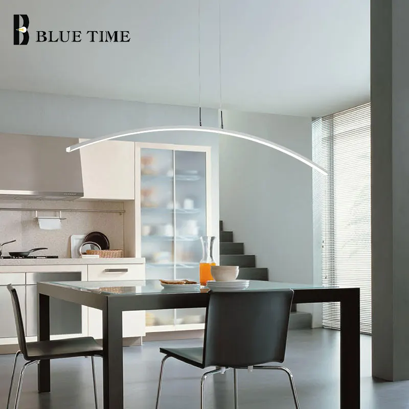 

Rainbow Shape Simple LED Chandelier Lighting For Dining Room Living Room White&Black Finished Modern LED Chandeliers AC 220V220V