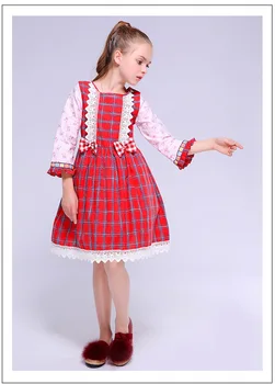 

Roimyal Wholesale 2019 summer Girls new dress plaid splice bow knot lovely children's toddler kids cute dresses 2-11years