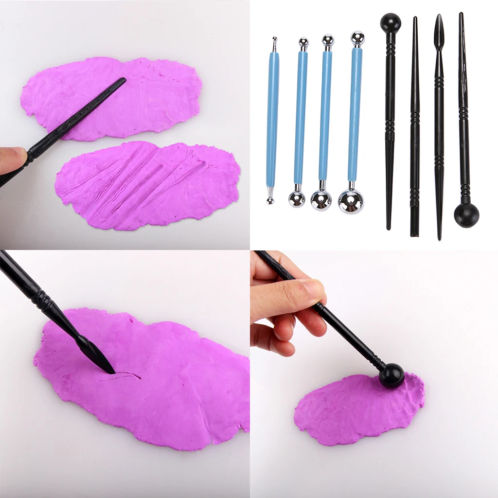 

8 Piece Stainless Steel Double-Ended Metal Ball Tools +Clay Pottery Modeling Set,Stylus Dot Painting Tool,Nail Art