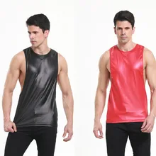 S/M/L Мужской жилет из искусственной кожи Черный Красный безрукавки для мужчин гей Одежда майки сексуальное Эротическое белье футболки латексная спортивная одежда купальный костюм