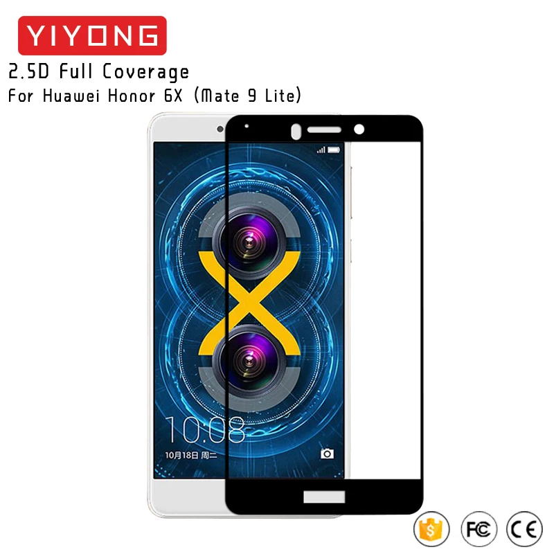 YIYONG полное покрытие стекло для Huawei Honor 6X Honor6X Закаленное протектор экрана Mate 9 lite