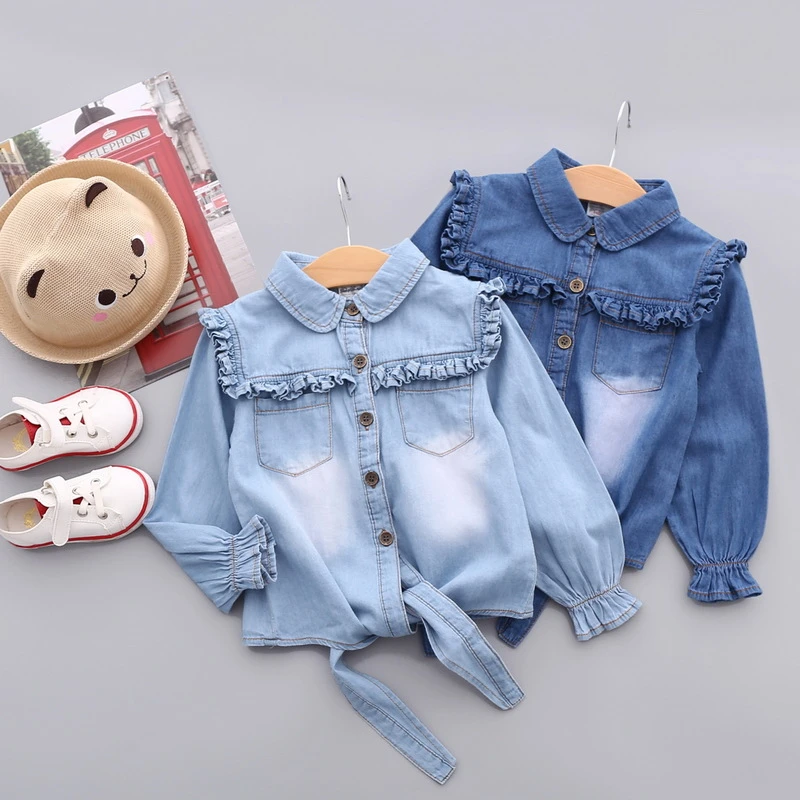 Bebe Filles Denim Chemises Enfants Filles De Mode Jean Lavage Bleu Blouse Bebes Automne Casual Tops 17 Vetements Pour Enfants Aliexpress