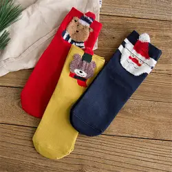3 пары комбинированных рождественских счастливых носков красный Санта медведь с рисунком Рождественский подарок милые индивидуальные