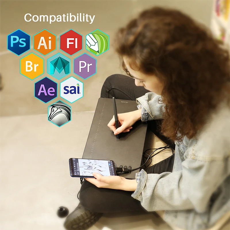 huion gráficos desenho comprimidos digital caneta tablet android telefone com inclinação otg para windows mac os