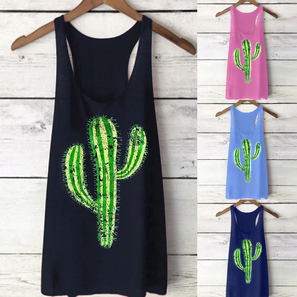 

Women Summer Fashion Loose Cotton Print Tank Tops Sleeveless Tops 2019 New Drop Shipping