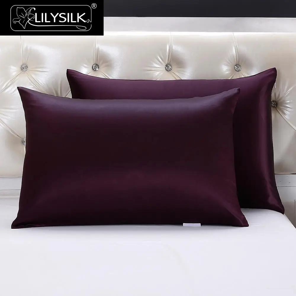 LilySilk наволочка шелк чистый 100 натуральный для волос 25 Momme Terse роскошный на молнии тутового шелкопряда Красота домашний текстиль - Цвет: Purple