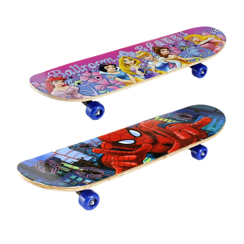 

Maple Wood Four Wheel Professional Wooden Skateboards Longboard Drift Skateboard Cartoon Print Spider Man / Iron Man Kids Gift