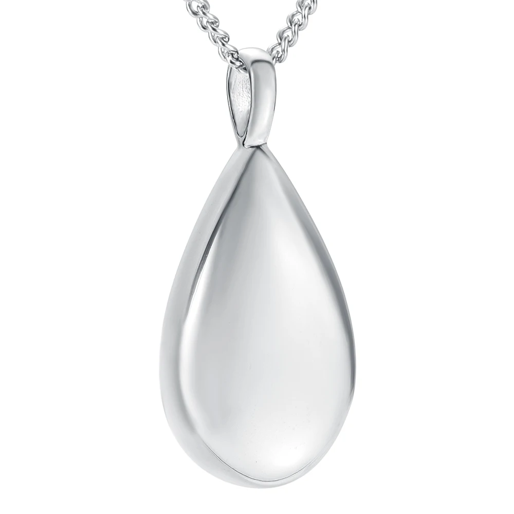 Elegant Teardrop Silver Pendant Memorial Jewelry Ashes Keepsake for