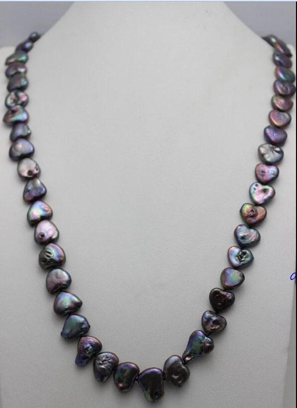 

ddh003803 Black Freshwater pearl long necklace 32"No Metal Strand/String"Handmade" Beauty