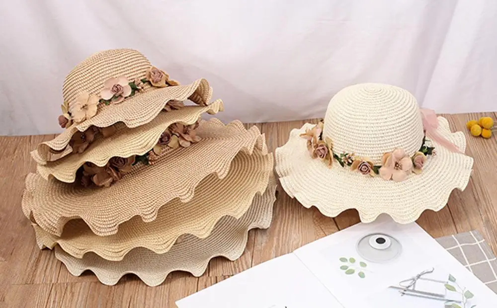 Family Matching Strew Bohemia Mom And Me Flower Lace Hat For Kids Women Girl Star Sun Caps Beach Accessories