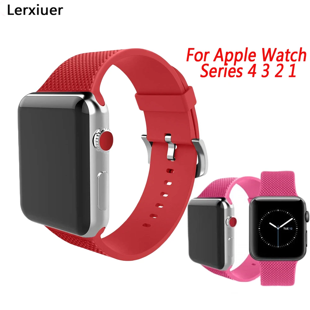 

Sport silicone strap for Apple watch 4 band 44mm/40mm correa iwatch band 4 3 2 1 42mm/38mm rubber wrist watchband belt