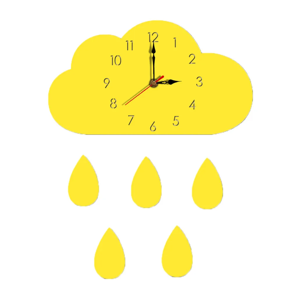 Настенные часы в скандинавском стиле, облако, настенные часы, современный дизайн, бесшумные деревянные часы для дома, гостиной, 27x18 см Apr 25 - Цвет: Yellow
