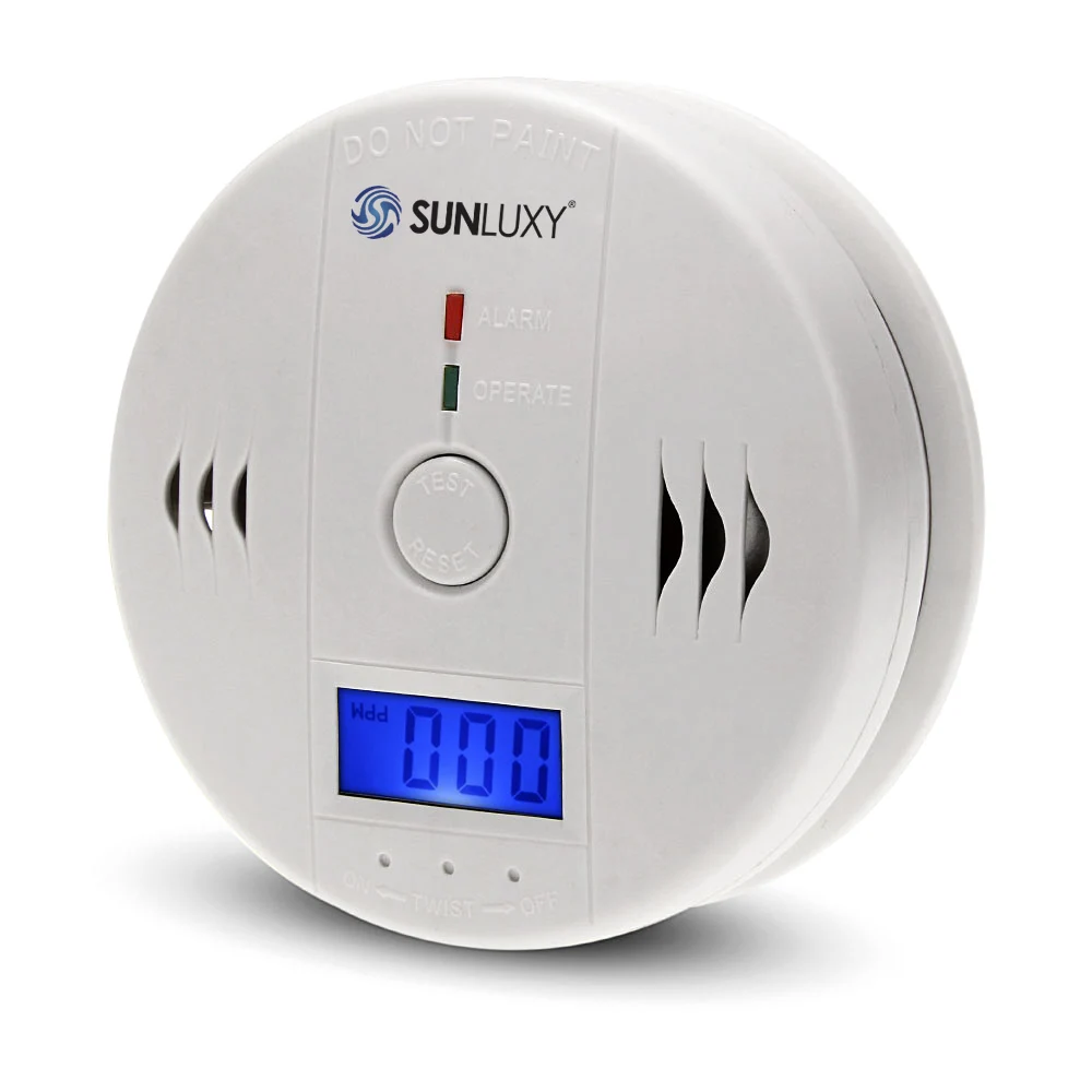 4pcs SUNLUXY Wireless Fire Smoke CO Carbon Sensor Detector 85dB Alarm LCD Display Home Indoor Security Protector System