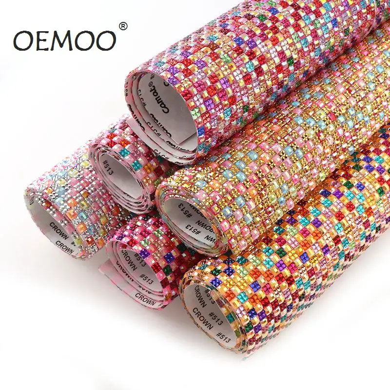 

1Pc 24x45cm Square Resin Shiny Colorful Rhinestone Trim Self Adhesive Strass Mesh Applique For DIY Dress Jewelry Card Decor