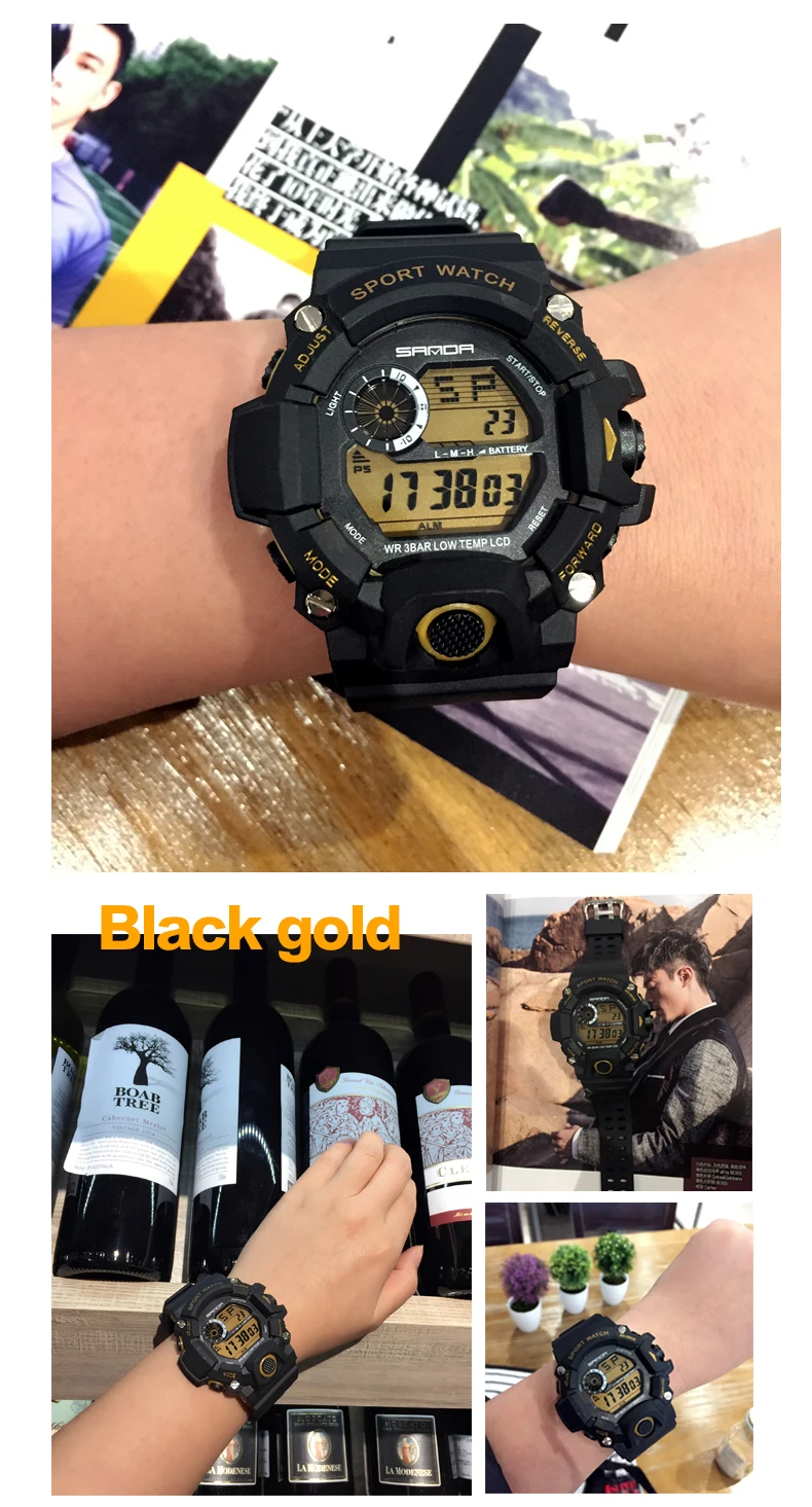 Роскошные Брендовые мужские спортивные часы с секундомером, водонепроницаемые цифровые наручные часы, модные мужские военные часы с будильником, Reloj Hombre