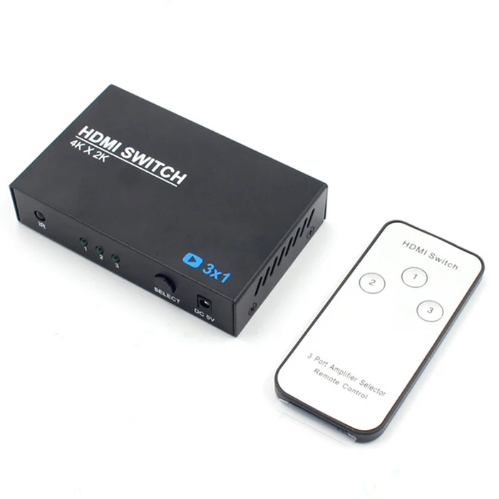 Переключатель HDTV с тремя входами в один выход 4 К x 2 К 3D Железный ящик HDTV Switcher