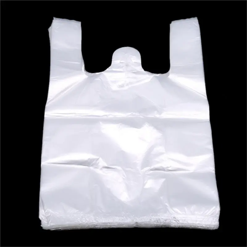 Популярная Полезная пластиковая хозяйственная сумка 100 шт прозрачная хозяйственная сумка для супермаркета пластиковые пакеты с ручкой пищевая упаковка - Цвет: 20x30cm