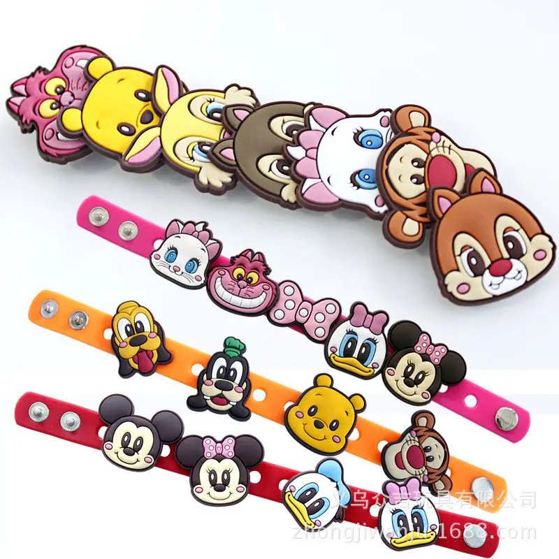 15Pcs/Lot PVC Cartoon Shoe Decorations Kawaii Mickey Minnie Shoe Charms Accessories Fit Children's Gifts/Croc/Wristband/JIBZ D36