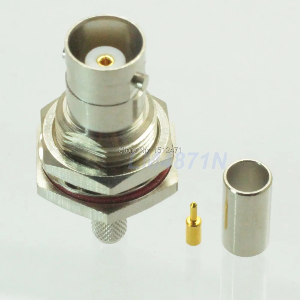 10pcs BNC female nut bulkhead crimp RG58 RG142 LMR195 RG400 RF