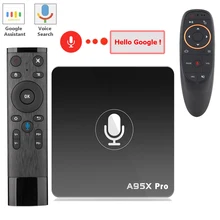 Google Android tv Box A95X Pro 2G 16G Smart tv Box четырехъядерный Amlogic S905W Android 7,1 tv Box Голосовое управление WiFi медиаплеер