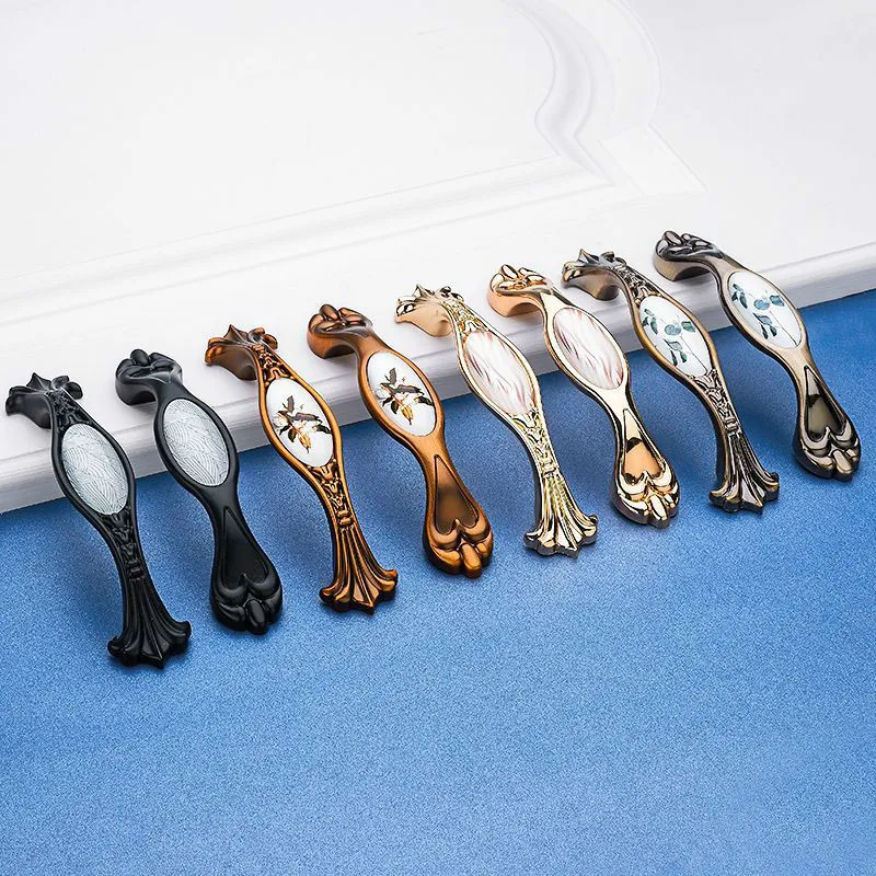 American Garden Zinc Alloy Glass Cabinet Handle Drawer Wardrobe Door Pull Shoe Cabinet Locker Wine Cabinet Retro Wind Knob