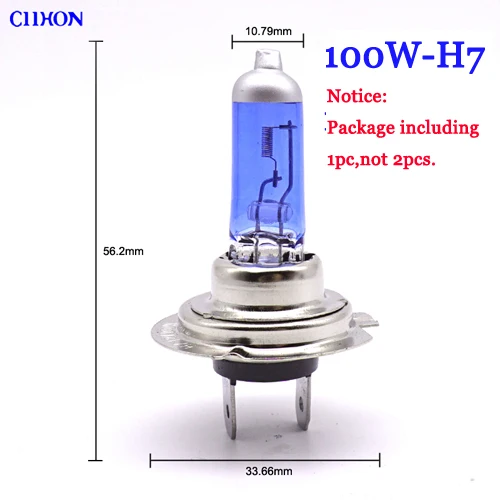 Ciihon белый галогенные лампы H1 H3 H4 HB2 H7 H8 H11 9005 HB3 9006 9012 H15 55 Вт 100 Вт кварцевое стекло Автомобильные светодиодные лампы фар - Испускаемый цвет: 1pc-100W-H7