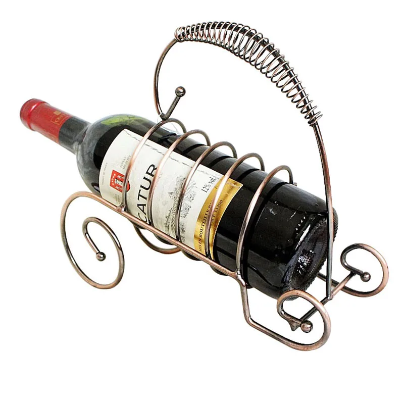 Stylish Wine Rack Iron Stand Bronze Metal Cage Process Plating Coated American Style Holder Craft Home Bar Decoration | Дом и сад