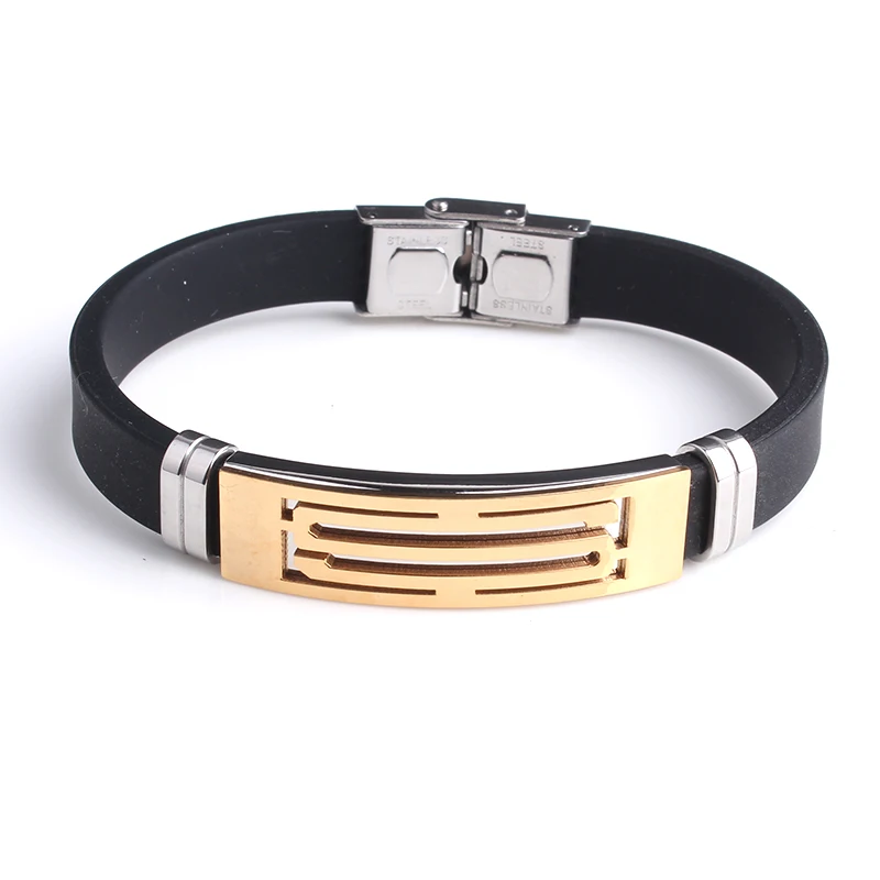 

free shipping Gold color S Superman Silicone 316L Stainless Steel bracelets for men
