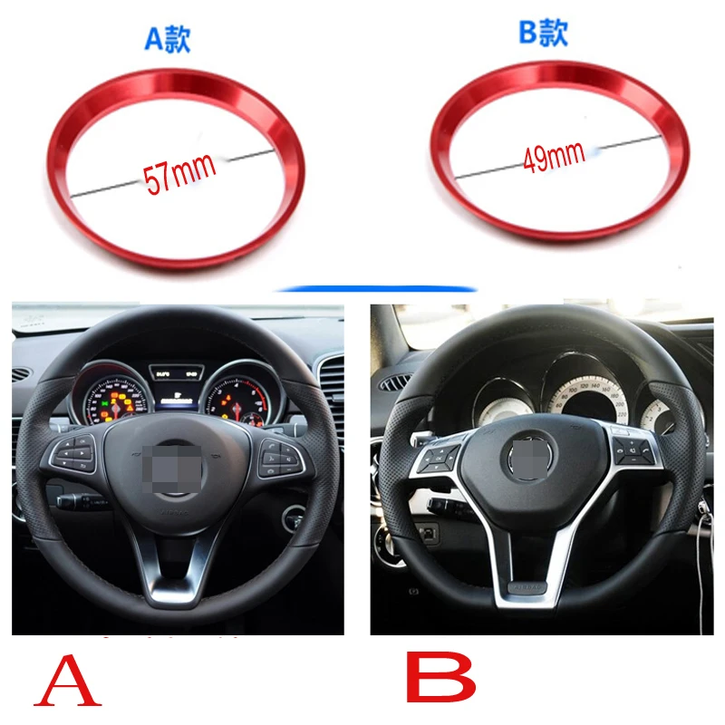 

Aluminum car steering wheel sticker For Mercedes benz AMG w204 w211 W210 CLK c180 e200 CLA GLK GLE GLC A180 A B C E S class