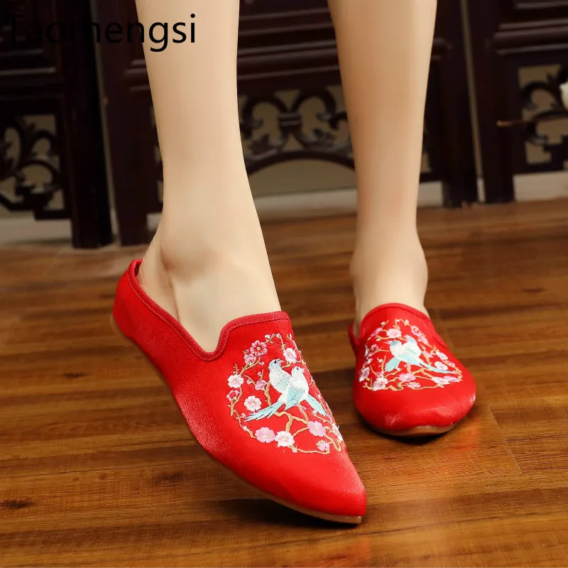 

Taomengsi new Genuine embroidered shoes wedding shoes national wind Gluten bottom square dance home women's shoes
