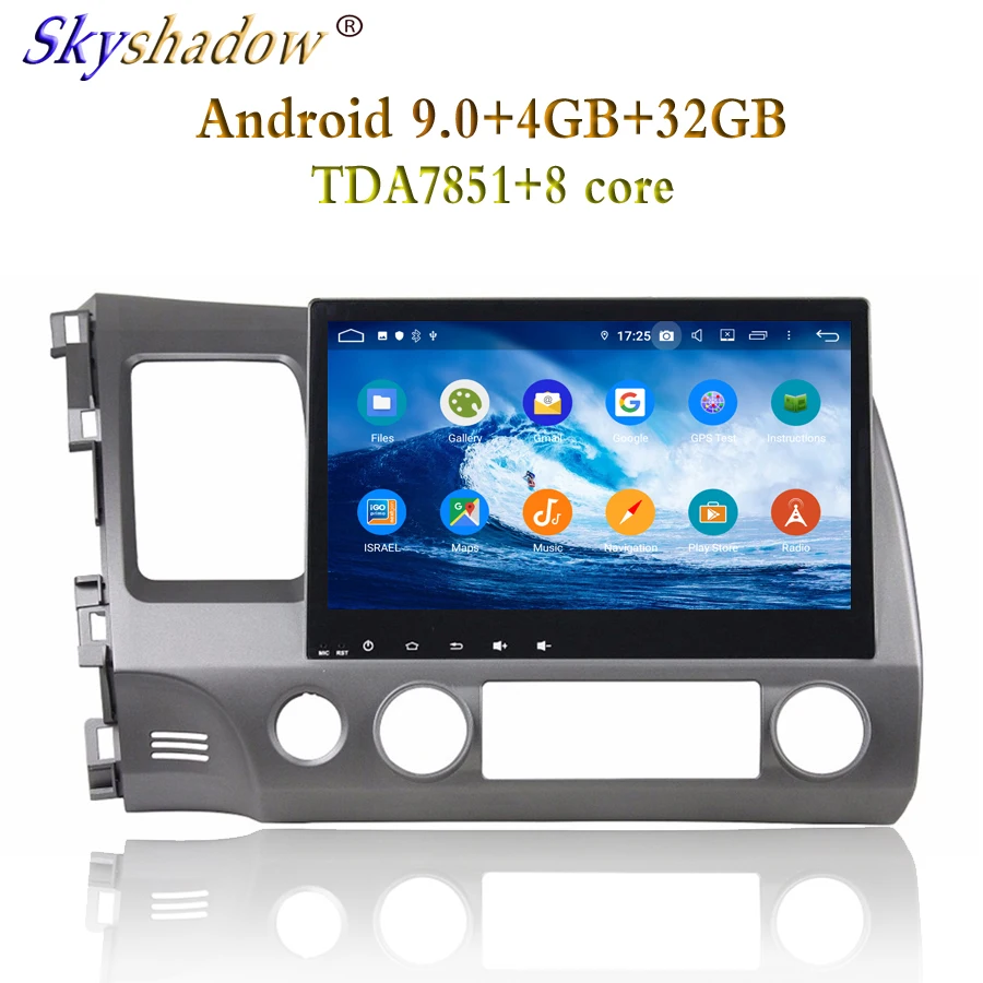 Perfect 2 din 10.1" HD Android 9.0 For Honda CIVIC 2006-2011 4GB RAM 8 Core 32G ROM Car DVD Player GPS Glonass map RDS Radio wifi BT 4.2 3